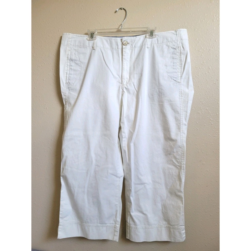 Eddie Bauer Vashon‎ Fit Cropped Capri Wide Leg Pants White Sz 20